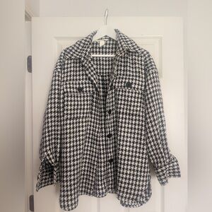ZARA Black and White Houndstooth Coat